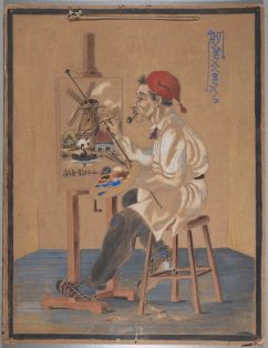 Karikatur eines Kunstmalers