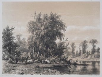 Landschaft mit Hirt und Hirtin