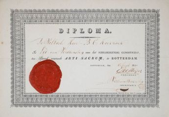 Diplom  verdienstvolles Mitglied an B.C. Koekkoek