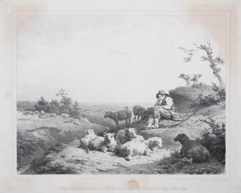 Landschaft mit Hirte und Schafen