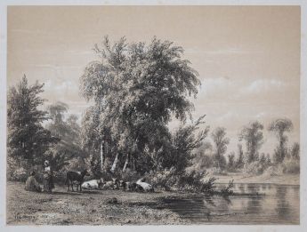 Landschaft mit Hirt und Hirtin