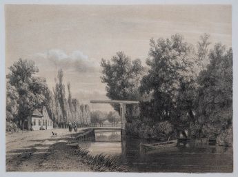 kleiner Fluss mit Zugbrücke