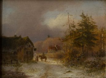 Winterlandschaft mit zugefrorenem Wasser