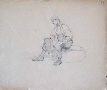 Figurenstudie sitzender junger Mann