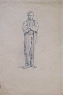 Figurenstudie stehender junger Mann