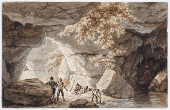 Ruhende Jäger in einer Grotte