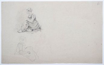 Studie und Skizzen von sitzenden jungen Frauen