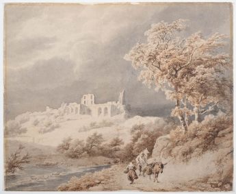 Stürmische Landschaft mit Kirchenruine