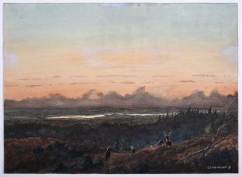 Hügellandschaft mit Hirschen