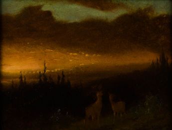 Zwei Hirsche am Waldrand