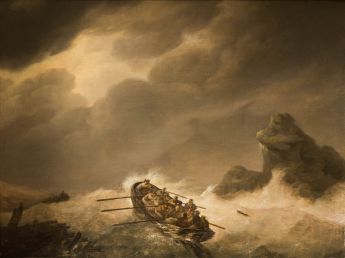 Schiffbrüchige bei einem heftigen Sturm