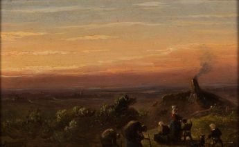 Heidelandschaft bei Dämmerung