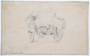 Zweirädriger Karren mit Heu