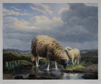 Zwei Schafe am Wasser, 1840