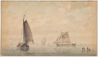 Meeresansicht mit Segelschiffen