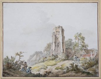 Landschaft mit Turmruine in Zeeland