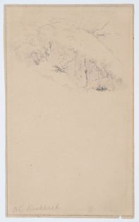 Bewachsener Hügel vor Mauerwerk