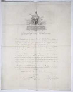 Zeugnis der Verdienste für B.C. Koekkoek