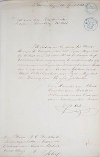 Nachrichtschreiben zur Ernennung zum "Ritter des Roten Adlerordens, 4. Klasse" (vgl. 1125, 1126, 1130)