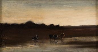 Drei Kühe in niederrheinischer Landschaft