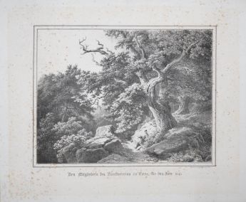 Waldlandschaft mit zwei zeichnenden Künstlern