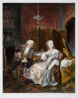 Genreszene in vornehmen Rokoko-Interieur