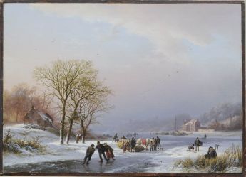 Winterlandschaft mit Schlittschuläufern