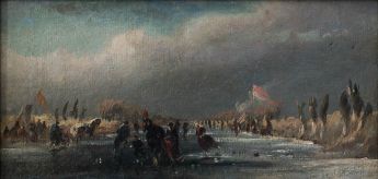 Eislandschaft mit Schellenschlitten