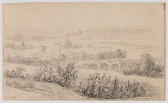 Eisenbahnbrücke mit Wasserburg (Luxemburg)