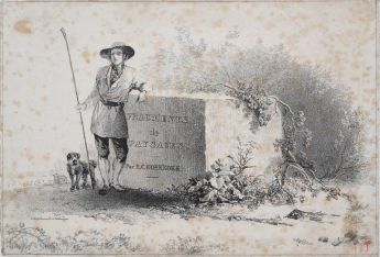 Hirt mit Hund bei Monument