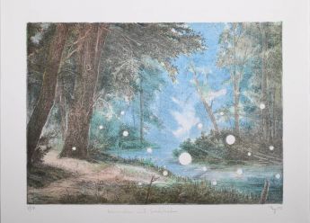 Motiv aus einem Landschaftsgemälde von B.C. Koekkoek; bearbeitet/verfremdet 